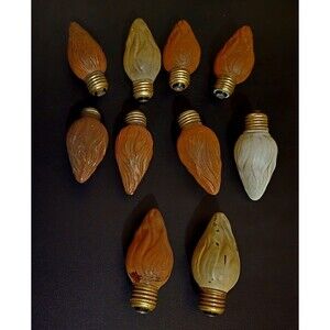Antique 10 LOT Swirl Flame Light Bulbs 4" 1920-1940 GE 25 Watt TESTED 4 Colors